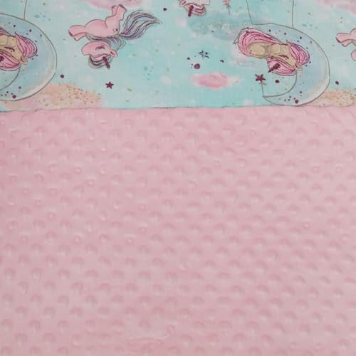 ★ Babydecke mit Namen und Motiv Bestickt ★ 75x100 cm ★ Baumwolle ★ Füllung ★personalisiert (Hellrosa - Einhorn, 75 x 100 cm)