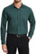 HISDERN Mens Dark Green Dress Shirt Long Sleeve Regular Fit Business Bamboo Fiber Shirt Casual Wrinkle-Free Shirt with Pocket,L