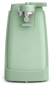 bella Electric Can Opener and Knife Sharpener, Removable Cutting Lever, Cord Storage, Stainless Steel Blade, Seaglass