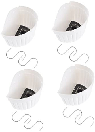 Yardwe Wandpflanzenhalter Blumentopf 4 Stück Weiß Klein Aus Kunststoff Mit Haken Und Wassersieb Hängend Für Balkon Wohnzimmer Wanddeko