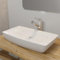 Gecheer Lavabo Rectangulaire Céramique Blanc 71 x 39 cm, Lavabo de Comptoir Vasque à Poser, Évier de Salle de Bain pour Toilette, WC d'invités