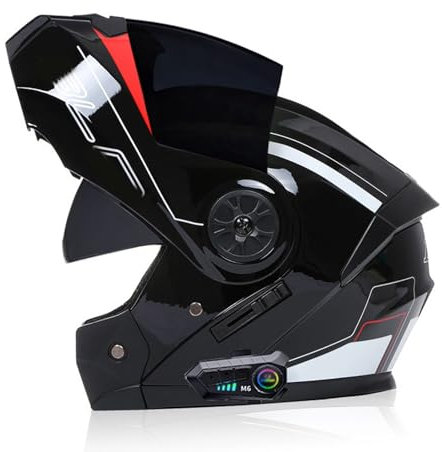 ZHTBATE Adults Klapphelm Mit Bluetooth,ECE Zertifiziert Motorrad Integrierter Bluetooth-Helm Mit Doppelvisier, Motorradhelm Sturzhelm Für Herren Und Damen Automatische Reaktion