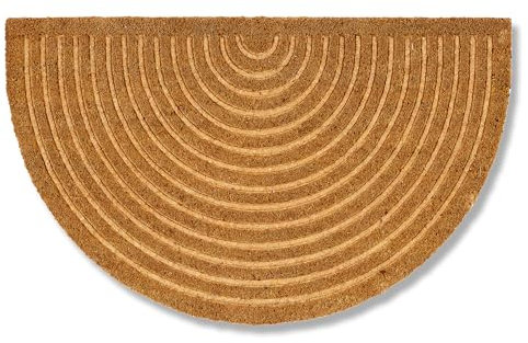 Moderne Fußmatte Haustür - Kokosmatte 60x90cm Halbrund Natur - rutschfeste Schmutzfangmatte robust - Fussmatte innen - Türmatte überdachter Außenbereich