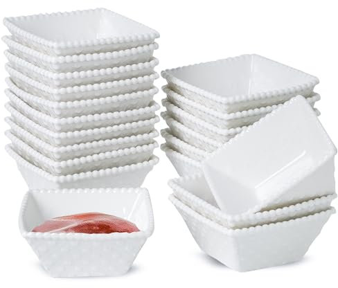 UIBFCWN 20 Piezas Cuencos para Salsa de Porcelana, Cuencos Aperitivos, Cuencos Salsa Soja Blanco, Cuencos Pequeños de Aperitivo para Ketchup, Especias, Vinagre, Salsas, Sushi - 60ml