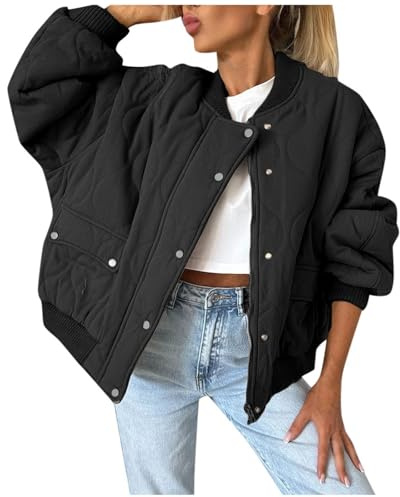 Leichte Steppjacke Damen Bomber Jacke Damen Oberbekleidung Kurze Oberteile Mit Reißverschluss lose Locker Lässige Steppjacke Leicht