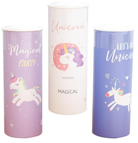 POPETPOP Einhorn Servietten 3 Stück-pack Runde Taschentuchbox Fasern Kleine Taschentuchbox für Auto Praktische Tischservietten für Partys und Unterwegs