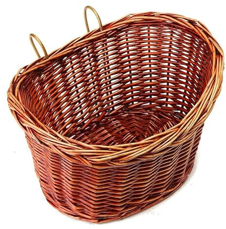 Lagomloot Faltbarer Fahrradkorb aus Weidengeflecht, Vintage-Stil, Lenkertasche für Shopping, Camping, Braun, 34 x 27 x 21 cm