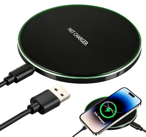35W Fast Wireless Charger Qi Charging Pad for iPhone Samsung Galaxy | Ultra-Slim Charging Station for iPhone 17/16/15/14/13/12/11 Samsung Galaxy S26/S25/S24/S23/S22/S21 LED Indicator USB-C Cable