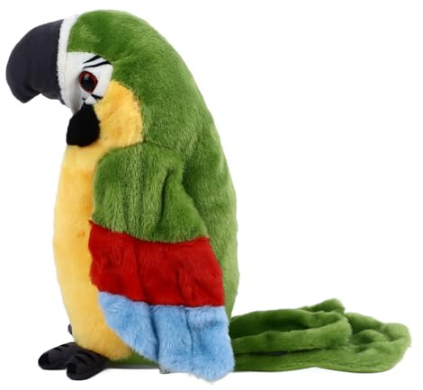 EMUKOEP Juguete de Peluche de Loro Parlante Eléctrico Loro Repetidor Interactivo Felpa Grabación de Voz Animal de Peluche de con Alas Batientes y Sonidos para Niños Tiempo de