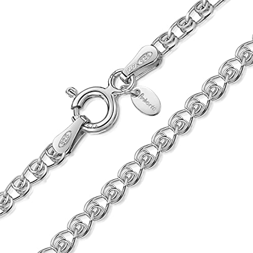 Amberta 925 Sterlingsilber Damen-Halskette - Herzkette - 2.3 mm Breite - Verschiedene Längen: 40 45 50 55 60 cm (50cm)