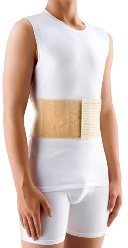 DELUXE MEDIZINISCHE NABELBRUCH BANDAGE Hernie Gurt Eingeweidebruch Gürtel Bruch Bauch Binde, Beige, (Größe 1) (XS-M)