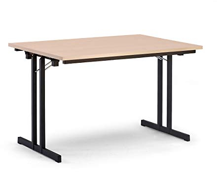Certeo Klapptisch | HxBxT - 720 x 1200 x 800 mm | Extra Starke rechteckige Platte | Gestell schwarz - Platte Ahorn-Dekor | Klapptisch Mehrzwecktisch Konferenztisch