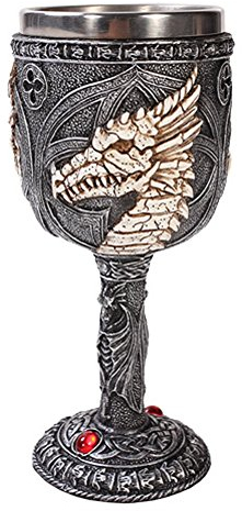 Pacific Trading Bone Dragon Fantasy Wine Goblet Chalice Medieval Stainless Steel Cup Insert New