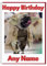 Personalisierte Geburtstagskarte mit dem Star-Wars-Yoda-Mops als Motiv, jeder Name kann auf der Vorderseite gedruckt werden