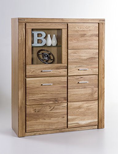 Ellberg Vitrine Tabea Highboard in Wildeiche geölt Teilmassiv 2332 exsopo