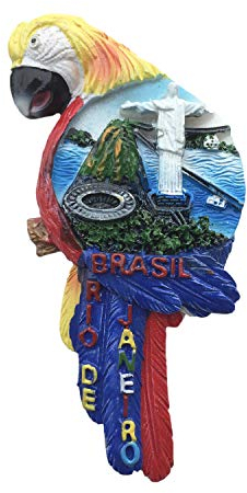 3D Macaw Rio de Janeiro Brasilien Kühlschrank Kühlschrankmagnet Tourist Souvenirs Handmade Harz Handwerk Magnetische Aufkleber Home Küche Dekoration Reise Geschenk
