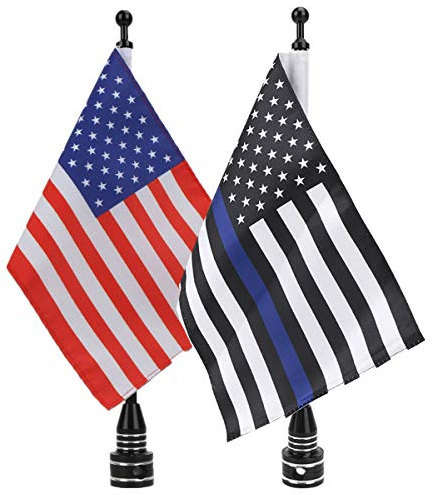 E-Most Verstellbare 15,2 x 22,9 cm amerikanische Flagge + Fahnenmast-Halterung & 15,2 x 22,9 cm Adler Flagge + Stangenhalterung, für Harley Davidson Honda Goldwing CB VTX CBR Yamaha