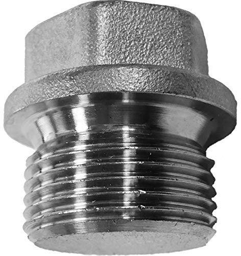 MegaHaustechnik Verschluss Schraube aus V4A Edelstahl 1 1/4 Zoll AG DN32 Außengewinde Außendurchmesser 42mm Gewinde Fitting Trinkwasser geeignet Rohr Verschraubung End Stück Abschluss Stopfen