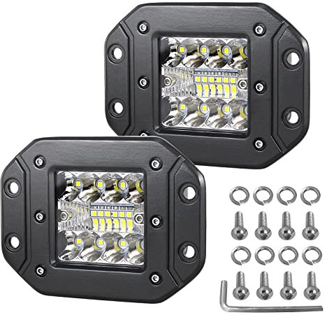 AuXTINGS - Lote de 2 luces LED de 13 cm, 42 W, 12 V, 24 V, lámpara de trabajo LED, proyectores de luz luces de trabajo para Offroad coche, camiones SUV ATV 4 x 4 tractor barco, 6000 K, luz antiniebla