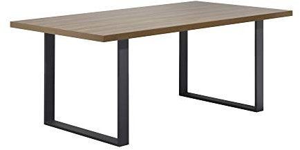 MOG CASA Mesa de Comedor Macon 200x100 cm Mesa de Cocina, Madera y Patas en Metal (Nogal + Negro)