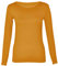 New Ladies Long Sleeve Round Neck Plain Basic Women's Stretch T-Shirt (Mustard, 14)