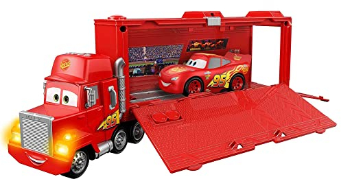 Disney Pixar Cars - Véhicules sonores Cars - Transporteur Mack - Sons et Lumières - Peut Contenir Jusqu'à 2 Véhicules - 43 cm - Cadeau dès 3 ans, HHL85