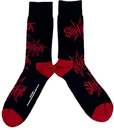 Slipknot Socken Band Logo and Nonagram offiziell Unisex Schwarz (UK SIZE 7.5 - UK Size 7-11