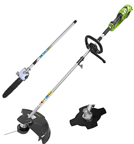 Greenworks Cortabordes Eléctrico y Desbrozadora 230V 1200W 40cm, Motosierra Pértiga como Accesorio
