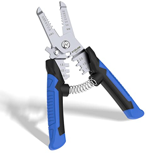 VCELINK 3 in 1 Wire Stripper Cutter Electricial, 6 inch Professional Cable Stripper/Cutter/Crimper, Multi-Function Small Wire Stripping Tool for Solid and Stranded Wire AWG10-22