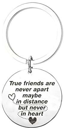 Homxi Schlüsselschilder Edelstahl Herren Damen,Hundemarke mit Gravur True Friends Are...in Heart 30MM Schlüsselanhänger Ring Silber