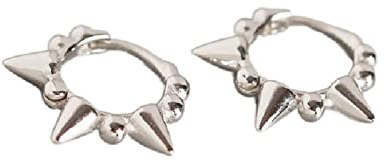 XYFCJK S925 Statement-Creolen Für Damen – Punk-Niete, Modische Huggie-Ohrringe, Minimalistischer, Leichter Charm-Schmuck, Damen, Freundin, Mutter, Geburtstag, Giftda, Weiß, Einheitsgröße