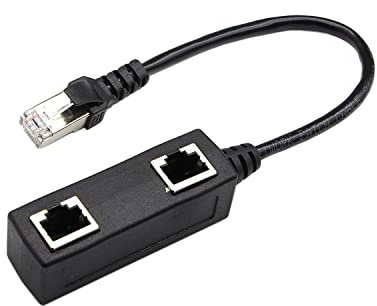 NAERSI RJ45 Ethernet Cable Splitter Network Adapter, 1 Male to 2 Female LAN Ethernet Lan Network Extension Splitter Cable 8-Pin Adaptor CAT 5/5e CAT 6 CAT 7 With Line (2 Ports/A)