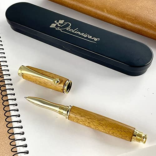 Déclinaisons – Premium-Rollerball-Stift aus afrikanischem Mahagoniholz, handgefertigt in Frankreich, personalisiertes Geschenk mit Gravur, geliefert mit Metallbox | Weihnachtsgeschenk, Hochzeit