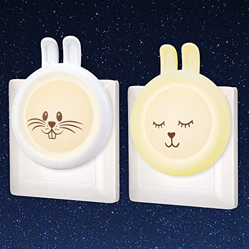 Annmore Veilleuse Enfant sur Prise Électrique Automatique Lampe Veilleuse de Nuit Bébé Cadeau Naissance Nouveau-né (BlancxJaune)