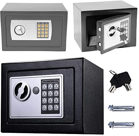 Elektronischer Digitaler Safe Geldtresor mit Notschlüssel, 8.5L Home Office Gästehaus Sicherheitstresor Möbeltresor, Tresor Wasserdicht für Bargeld Schmuck Dokumente, Grau