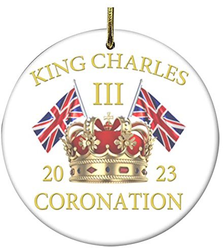 King Charles Ornament, Coronation Decorations 2023 Memorial Hanging Ornaments, King Charles III Flags Coronation Pendants Union Jack British Flag Coronation Decorations Christmas Tree Decorations