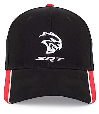 Dodge SRT Hellcat Cap - Custom - Strukturiert 6 Panel - Schwarz/Rot/Weiß, Schwarz, Einheitsgr��e