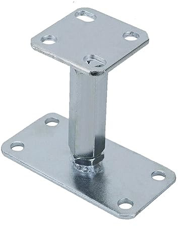 Adjustable Elevated Post Base Post Holder 100-200mm Height Adjustable Post Support Feet M20 Bolt Pergola Roof Support Base Heavy Duty 7mm Thick Steel Galvanised Bracket for Building Roofing Fence