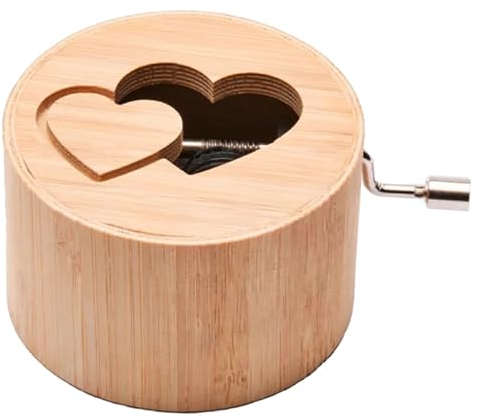 Spieluhr aus Bambus mit der Melodie: Hochzeitsmarsch von F. Mendelssohn-Bartholdy - music box von Kurbelwerk green-line, Love-Edition mit Doppelherz