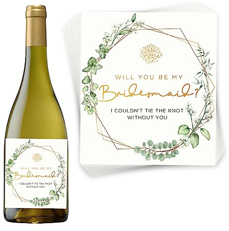 Joyfulmap Bridesmaid Proposal Wine Labels Set of 8 (6 Bridesmaid Labels and 2 Maid of Honor Stickers) for Your Bridal Shower, Bachelorette Party | I COULDN'T TIE THE KNOT WITHOUT YOU