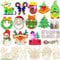 60pcs Weihnachten Basteln Holzanhänger, Weihnachtsdeko Holz Weihnachtsanhänger,DIY Weihnachtsbaum Deko zum Bemalen,Christbaumschmuck Holz Set,Schneeflocke,Elch,Weihnachtsmann Baumschmuck Basteln