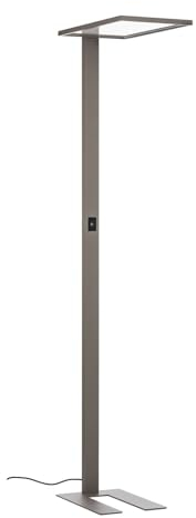 PRIOS LED Bürostehleuchten 'Taronis' (Touchdimmer) dimmbar (Modern) in Alu aus Aluminium u.a. für Arbeitszimmer & Büro (1 flammig,) - Bürolampe, Arbeitsplatzlampe, Standleuchte, Stehlampe