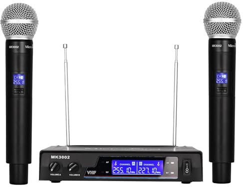 MicrocKing Wireless Microphone System Dynamic Handheld Microphones,150-260Ft Operating Range,16 Hours Continuous Use,Ideal for Karaoke, Party, DJ, Church, Wedding, Indoor/Outdoor Activities