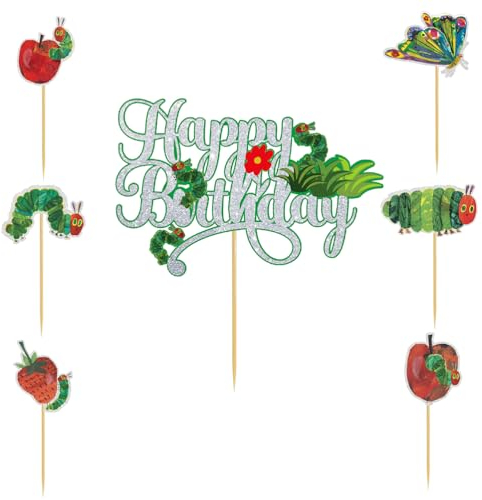 MiaLover 19Pcs Kuchen dekorieren Set Insekten Thematische Kuchen dekorieren 1 große Happy Birthday Cupcake und 18 Cake Topper für Kinder Junge Mädchen Geburtstag Party Zubehör
