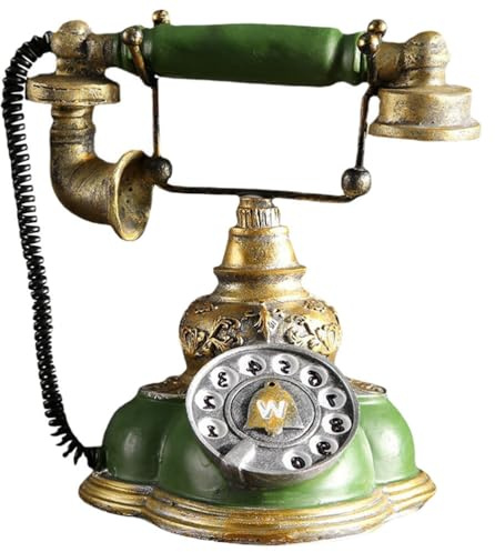 Amosfun Retro Rotary Dial Desk Telephone Resin Vintage Rotary Dial Landline Phones Home Office Decoration Supply