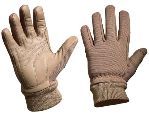 M-Tac Taktische Schießhandschuhe Assault Mk.8 – Robuste Lederhandschuhe für Militär, Polizei & Airsoft, Verstellbarer Klettverschluss, Khaki, M