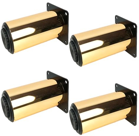 SZLXJMFL Patas para Sofás Dorado 4 Piezas Pies De Muebles Patas De Muebles Armario De Cocina Patas de Repuesto Redondos Herrajes para Muebles, Patas De Soporte 3-15cm Pierna Silla (15cm,Dorado)