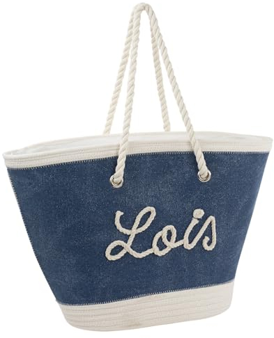 Lois - Bolsa Playa - Bolsas de Playa Grandes - Bolsas de Playa de Marca - Bolsa de Playa con Cemallera - Bolso de Playa de Moda, Marino