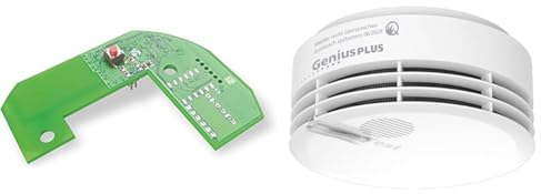 Hekatron Funkmodul Basis X für Hekatron Genius Plus X Rauchwarnmelder & 31-5000020-06-02 Rauchmelder Genius PLUS mit integrierter Batterie 10 Jahre Lebensdauer – inkl. 1 x Klebepad – in Weiß – 1 Stück