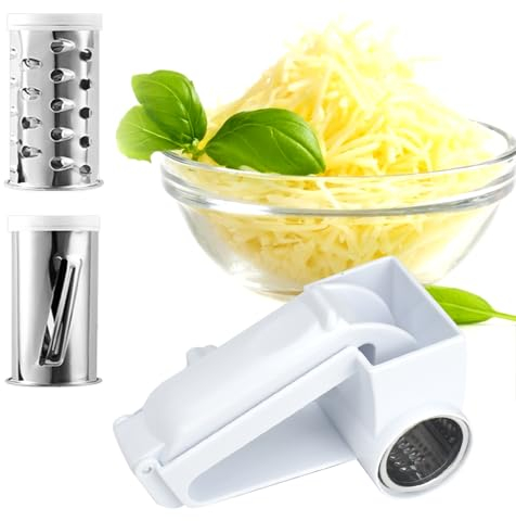 DIKEBAO Rotary Cheese Grater Handheld Rotary Slicer Rotary Vegetable Slicer Grater Kitchen Fast CuttingGrater for Kitchen with Three Drum Blades for Cheese Chocolate Fruits and Vegetables